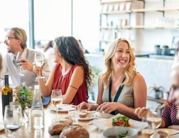 Group of people having lunch together