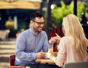 Two people on a cafe date